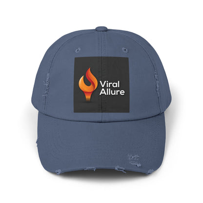 Viral Allure Flame Logo Distressed Cap – Vintage Streetwear Hat