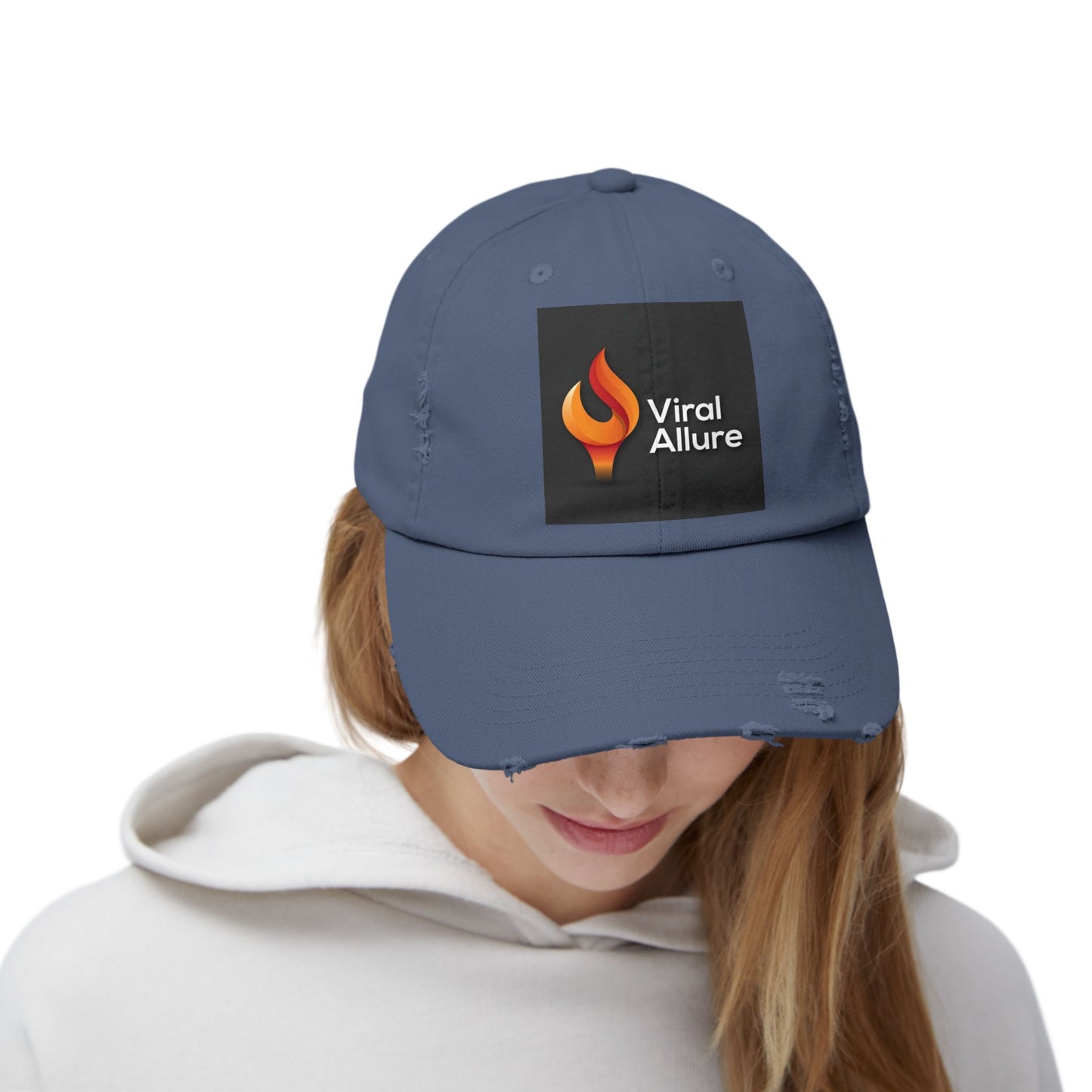 Viral Allure Flame Logo Distressed Cap – Vintage Streetwear Hat