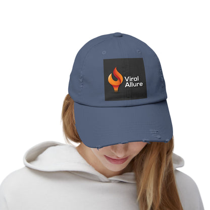 Viral Allure Flame Logo Distressed Cap – Vintage Streetwear Hat