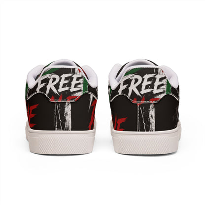 Low-Top Sneakers — "Free Palestine" Leather Skate Shoes