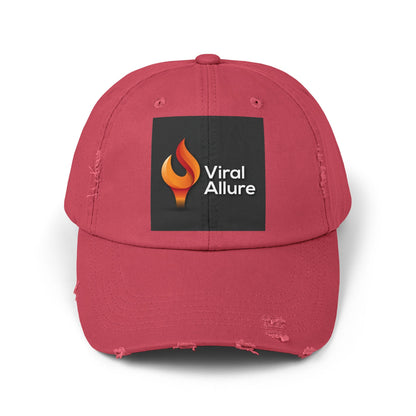 Viral Allure Flame Logo Distressed Cap – Vintage Streetwear Hat