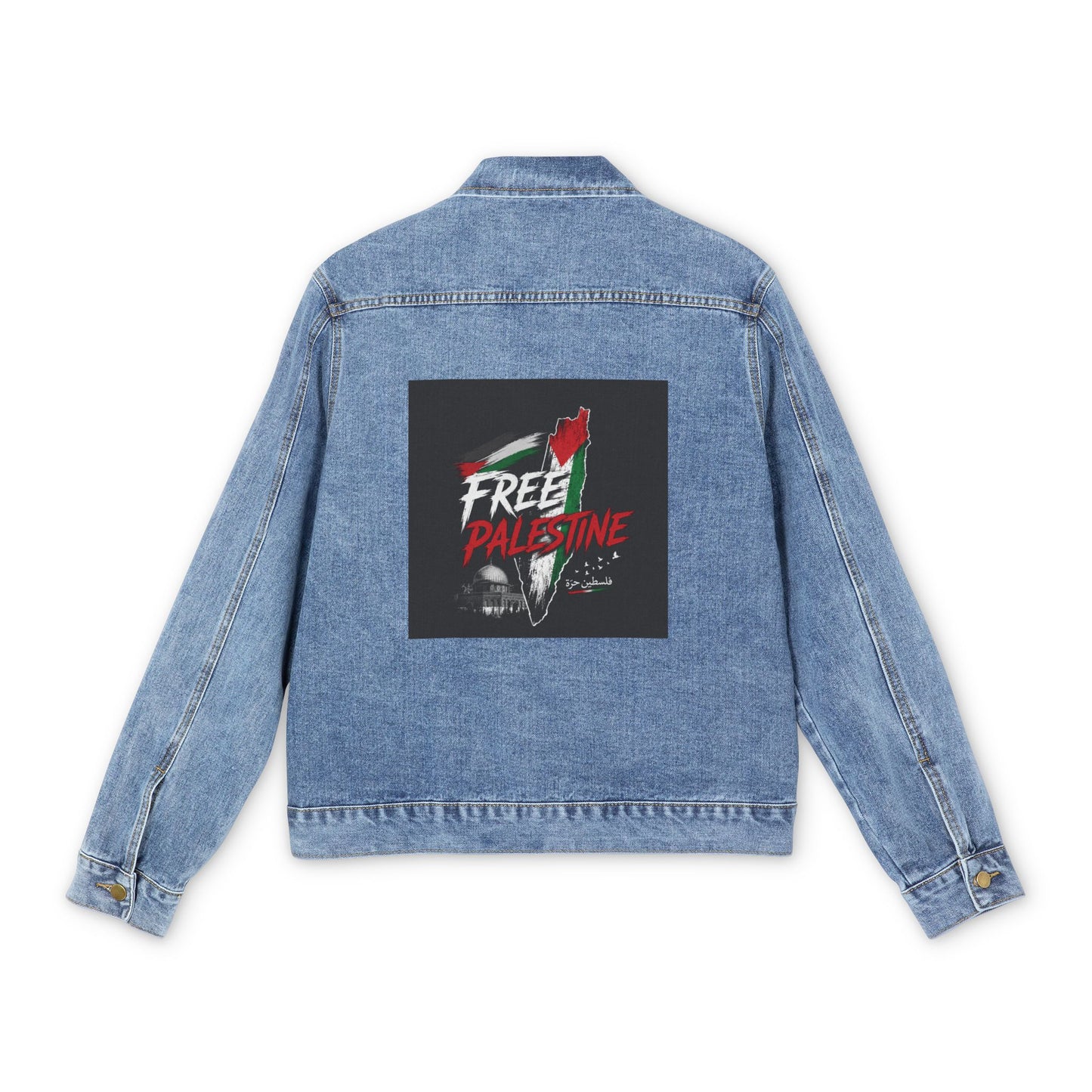 Denim Jacket — "Free Palestine" Graphic Back Patch