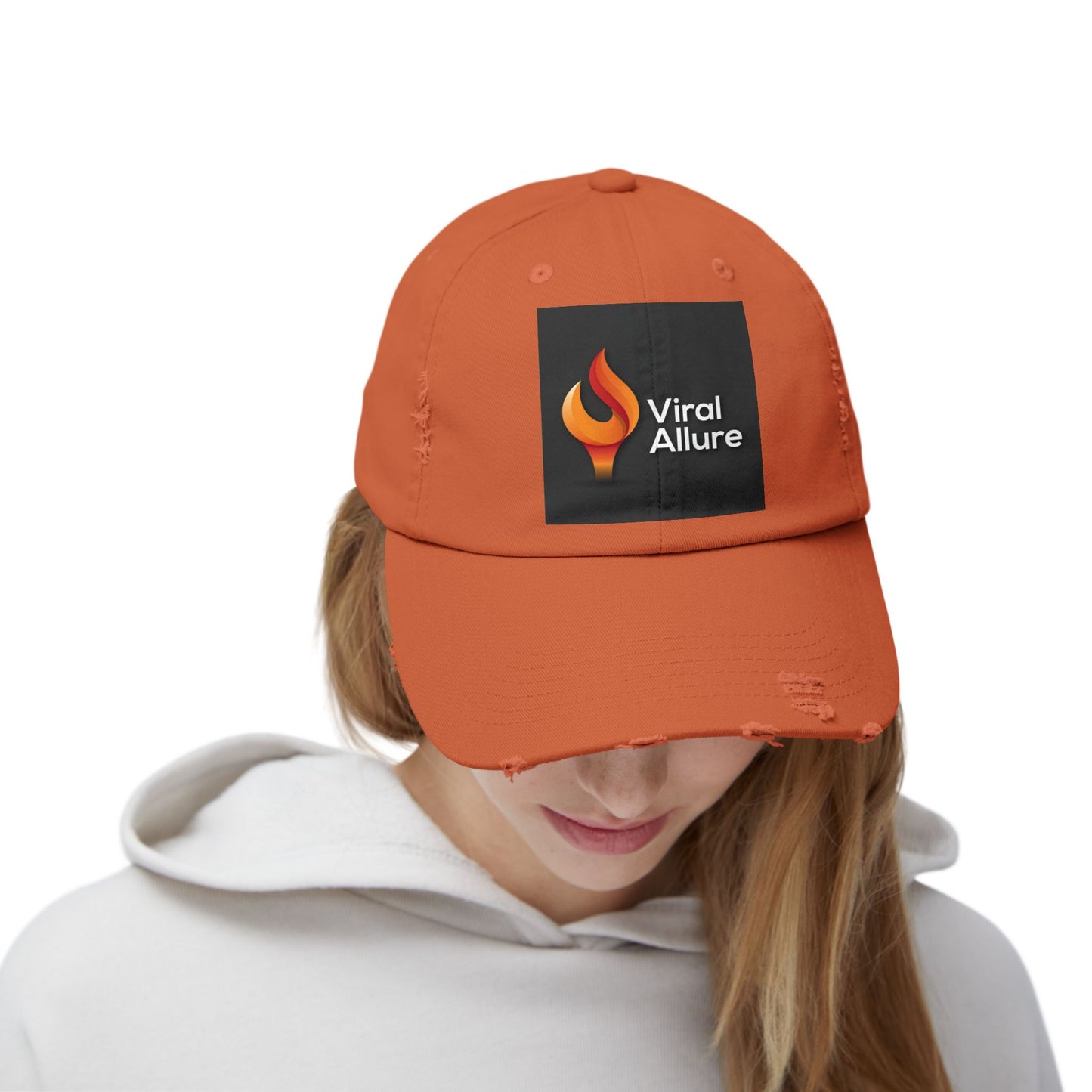 Viral Allure Flame Logo Distressed Cap – Vintage Streetwear Hat