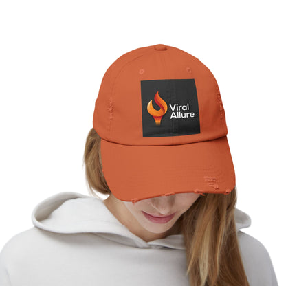 Viral Allure Flame Logo Distressed Cap – Vintage Streetwear Hat