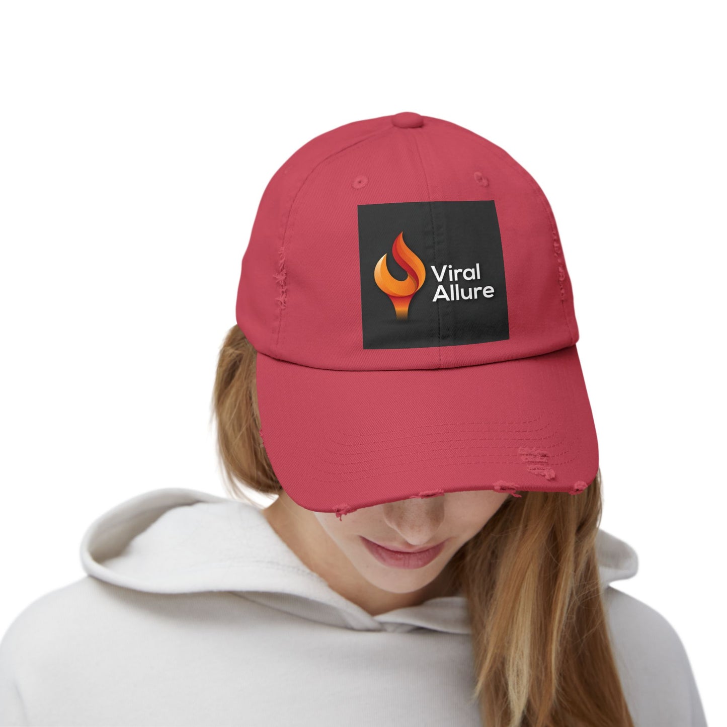 Viral Allure Flame Logo Distressed Cap – Vintage Streetwear Hat