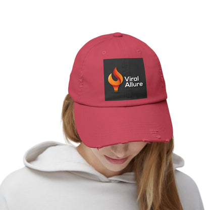 Viral Allure Flame Logo Distressed Cap – Vintage Streetwear Hat