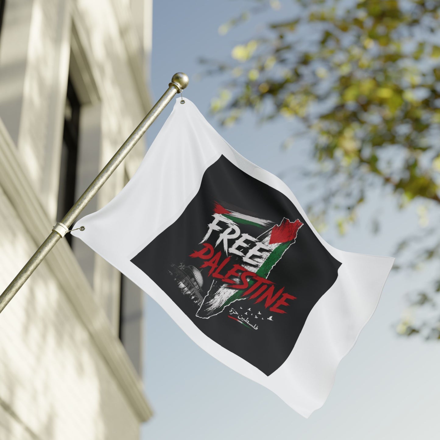 Free Palestine Double-Sided Flag — Political Solidarity Garden Banner