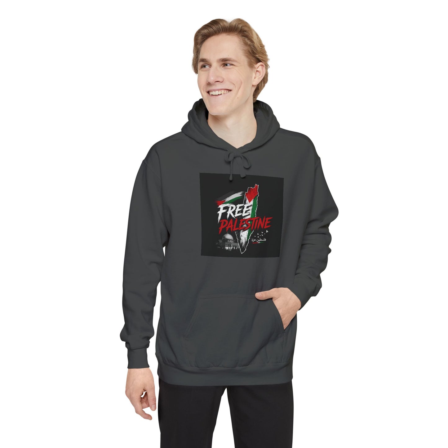 Free Palestine Hoodie – Political Solidarity Pullover with Graphic Flag