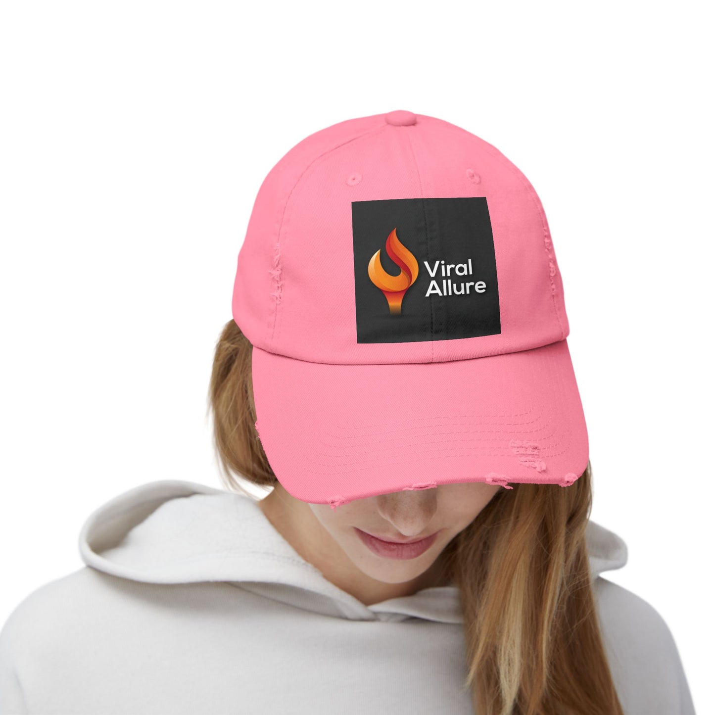 Viral Allure Flame Logo Distressed Cap – Vintage Streetwear Hat