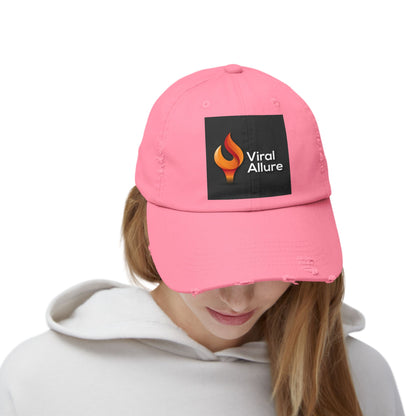 Viral Allure Flame Logo Distressed Cap – Vintage Streetwear Hat