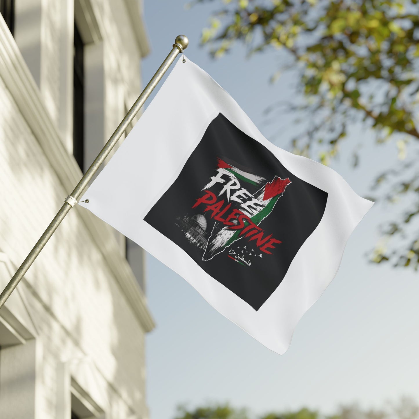 Free Palestine Double-Sided Flag — Political Solidarity Garden Banner