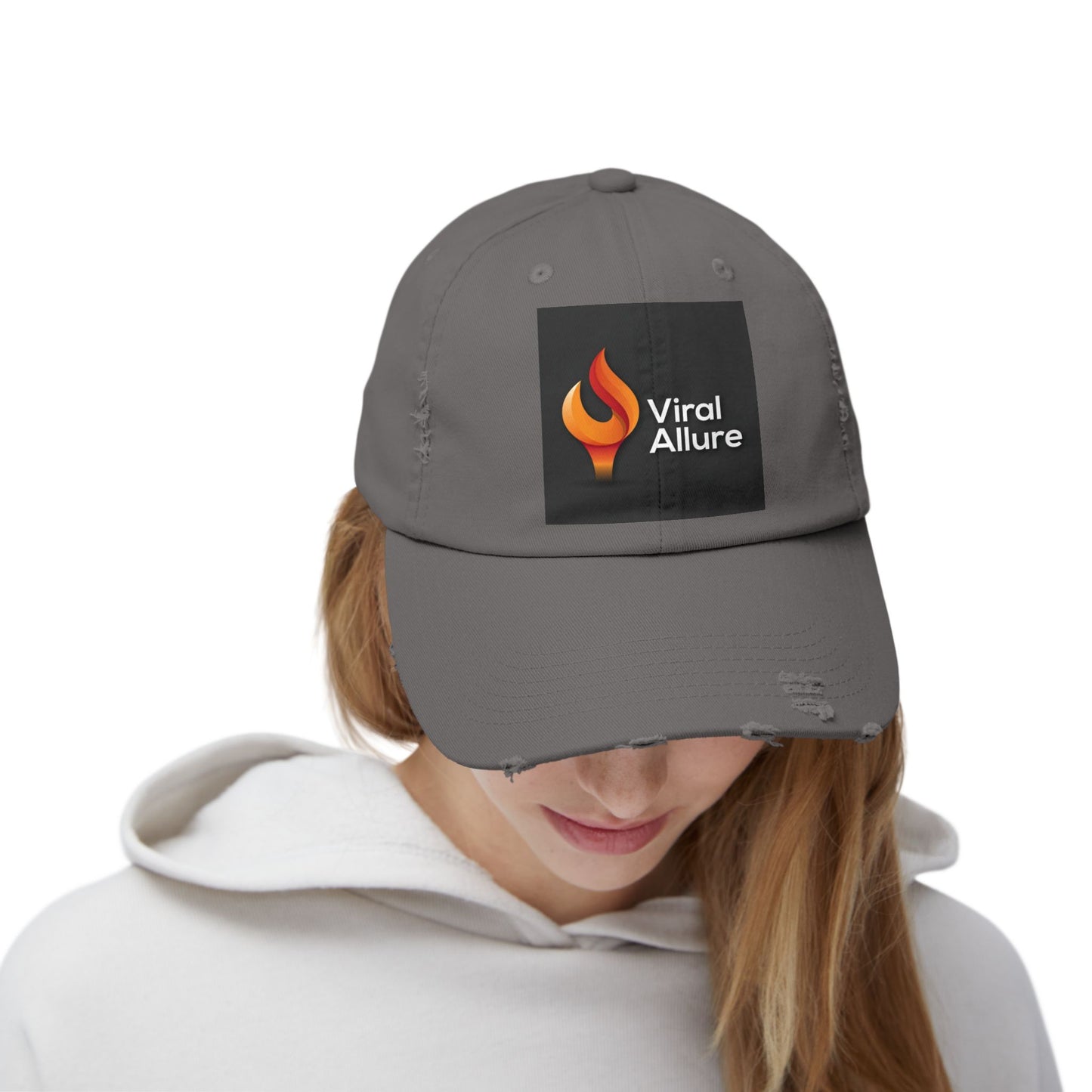 Viral Allure Flame Logo Distressed Cap – Vintage Streetwear Hat