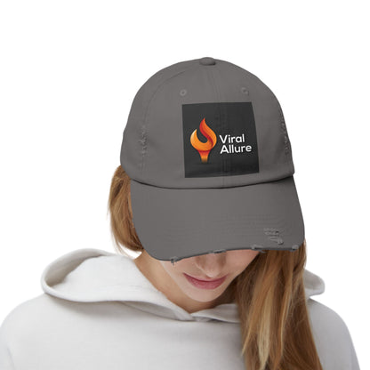 Viral Allure Flame Logo Distressed Cap – Vintage Streetwear Hat