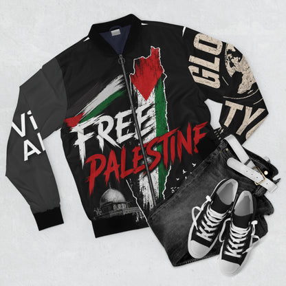 Free Palestine Bomber Jacket — Political Statement Coat