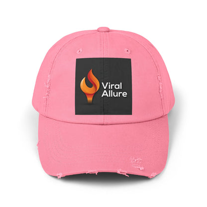 Viral Allure Flame Logo Distressed Cap – Vintage Streetwear Hat