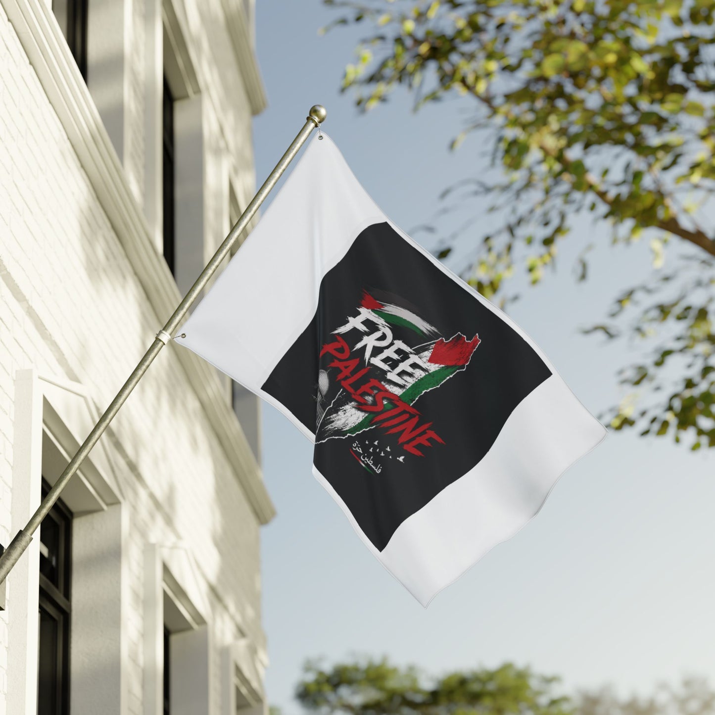 Free Palestine Double-Sided Flag — Political Solidarity Garden Banner