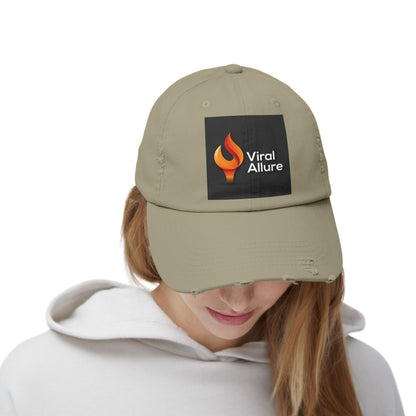 Viral Allure Flame Logo Distressed Cap – Vintage Streetwear Hat