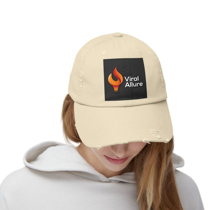 Viral Allure Flame Logo Distressed Cap – Vintage Streetwear Hat